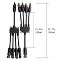 Black solar cable connectors with measurements