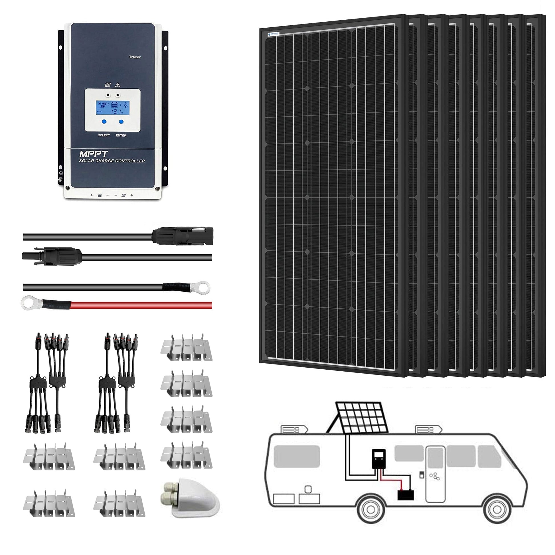 ACOPOWER 800W 60A Mono Solar RV Kits