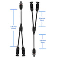 Black cables with connectors and measurements