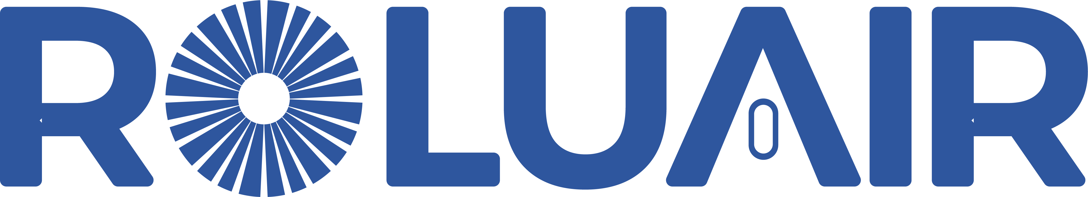 Logo of ROLUAIR with blue text on a white background